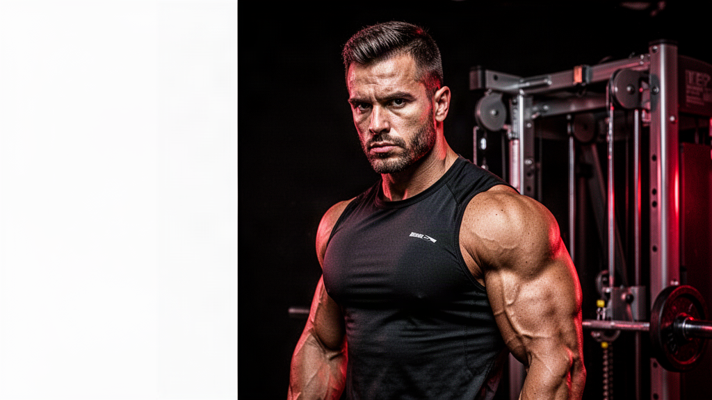 Athlete training in a dark gym